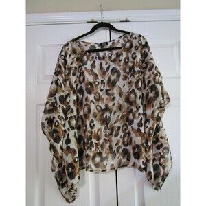 Jostar Blouse Womens Large Animal Print Sheer Flowy Top Made in USA Elegant